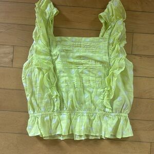 Ruffle tank top like green with white Polk dots